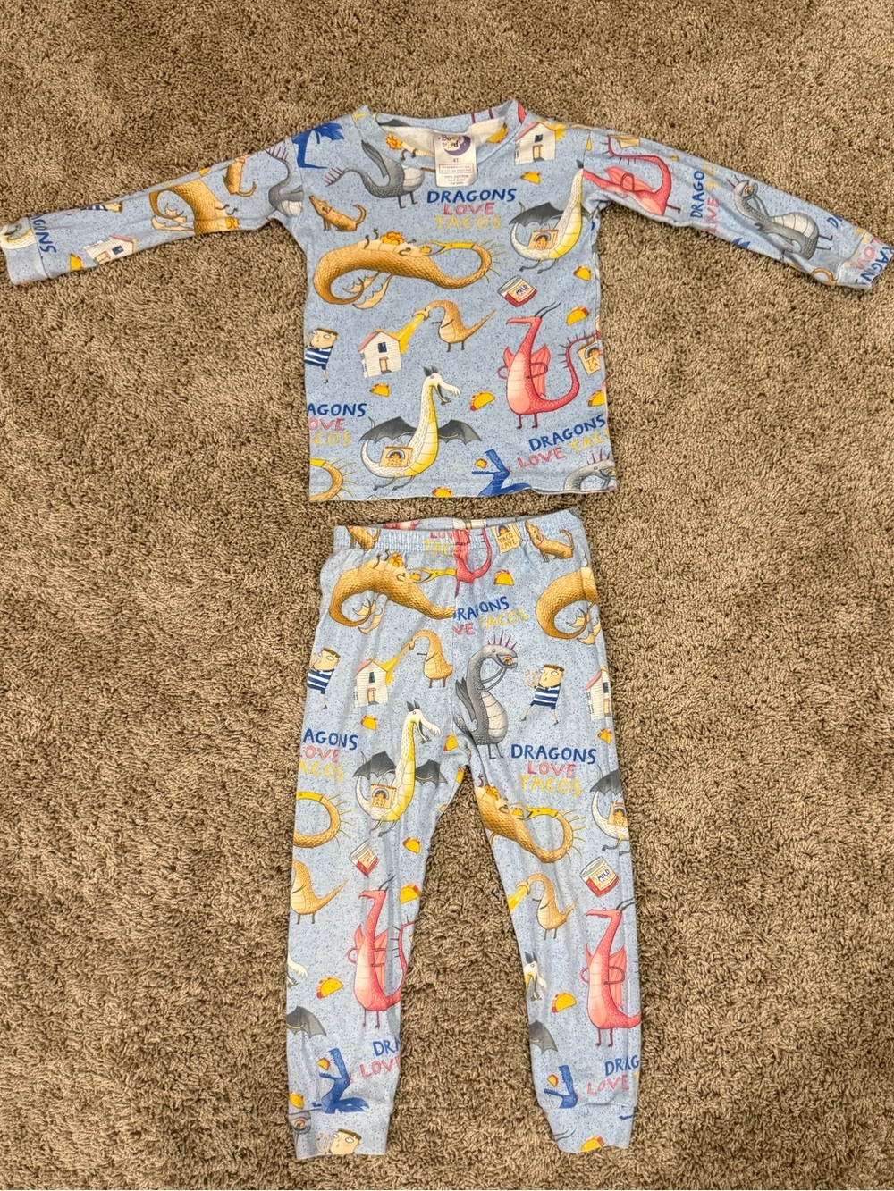 Books to Bed Dragons Love Tacos Pajama Set 4T Organic Cotton 2-Piece